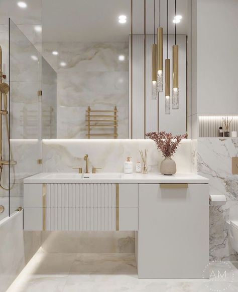 Beautiful Tile Bathroom, Fun Bathroom Decor, House Bathroom Designs, Bathroom Design Styles, Bespoke Bathroom, Beautiful Bathroom Designs, White Bathroom Designs, Baths Interior, Minimal Kitchen