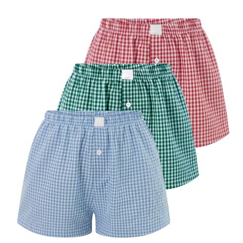 PRICES MAY VARY. Comfortable Pajama Shorts：These shorts are super soft and comfortable. The overall fit of these very cute. These fit like boxer shorts without the bunching in the crotch area, which is come when getting a box look-a-like. They also cover you full bottom, these are breathable to sleep in Plaid Shorts Women: Elastic waistband with letter label, low waist, plaid print, button front, loose fit, above knee length, pull-on closure, easy to put on and take off.These boxers are really c Boxer Shorts Women, Plaid Shorts Women, Cute Lounge, Comfortable Pajamas, Pj Shorts, Lounge Pajamas, 2025 Vision, Vision Boards, Sleep Shorts