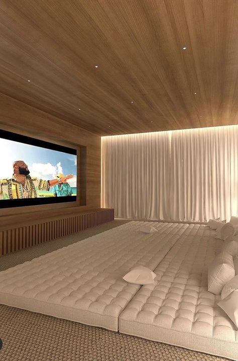 Contemporary Movie Room, La Condo, Sala Cinema, Ruang Tv, Huge Bed, Theater Room Design, Home Cinema Room, Dream Mansion, Dream Life House