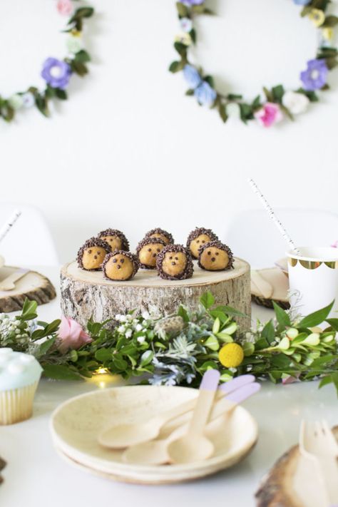 Hedgehog Cookies, Donut Hole Recipe, Woodland Party Theme, Woodland Theme Baby, Hedgehog Birthday, Fondant Animals, Baby Hedgehog, Baby Shower Woodland Theme, Donut Holes