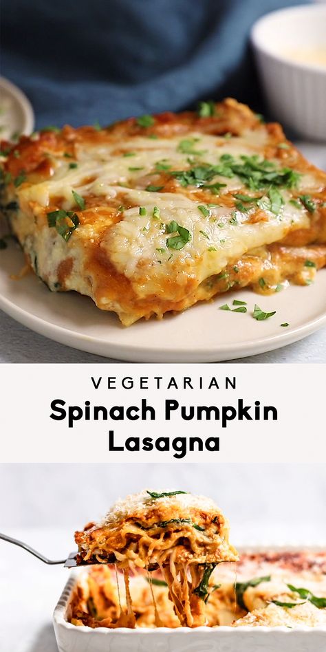 Dinner Lasagna, Lasagna Vegetarian, Pumpkin Lasagna, God Mat, Think Food, Healthy Pumpkin, Lasagna Recipe, Idee Pasto Sano, Vegetarian Recipes Dinner