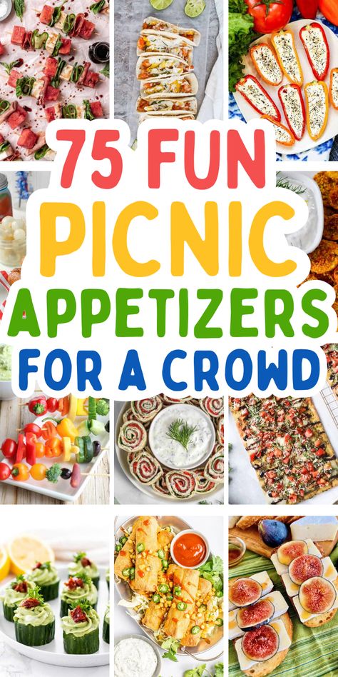 Picnic finger food ideas Easy Cook Out Appetizer, Camping Appetizers Appetizer Ideas, Appetizers That Can Sit Out, Snack Themes Ideas, Picnic Food Vegetarian, Summer Bbq Appetizers Easy, Picnic Meals For A Crowd, Easy Camping Appetizers Simple, Tailgating Snacks Easy Outdoor