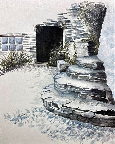 Liquid Charcoal Art, Tinted Charcoal Drawings, Charcoal Powder Drawing, Charcoal Reduction Drawing, Derwent Graphitint, Compressed Charcoal Drawing, Charcoal Paint, Building Stone, Pen And Wash