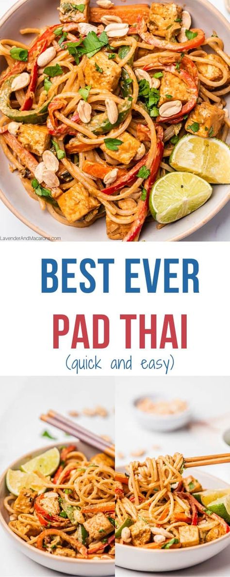 Thai Recipes Vegan, Pad Thai Recipe Vegetarian, Easy Vegan Pad Thai, Pad Thai With Tofu, Vegan Pad Thai Recipe, Vegetarian Pad Thai, Tofu Pad Thai, Veggie Soup Recipes, Vegetarian Thai Recipes