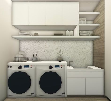 Bloxburg Architecture, Layouts Bloxburg, Bloxburg Laundry Room Ideas, Bloxburg Apartment Layout, Dröm Hus Planer, Roblox Houses, Desk Build, Bloxburg Rooms, Bloxburg Interior