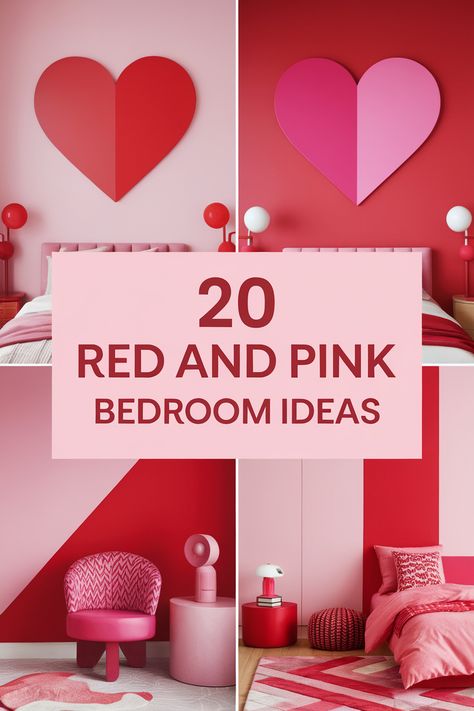 Red and pink bedroom ideas can make even the smallest spaces feel larger and more inviting. Explore 20 unique ideas for small spaces, showcasing how to maximize space and create a cozy and stylish atmosphere. Bright Pink Bedroom, Red Pink Bedroom, Pink And Red Room, Red And Pink Bedroom, Pink Sheer Curtains, Red Velvet Curtains, Red Picture Frames, Blush Bedroom, Pink Headboard