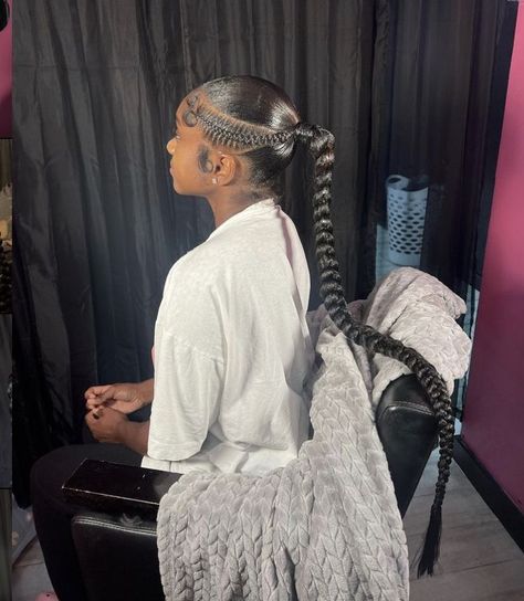 Prom Braided Hairstyles For Black Women, Slicked Back Ponytail Black Women, Braided Ponytail With Curly Hair, Ponytail Hairstyles For Black Women Braid, Ponytail With Two Braids On The Side, Curly Ponytail With Braid, Ponytail Braid Hairstyles For Black Women, Ponytail With Braids On Side, V Part Braided Ponytail