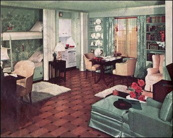 oneroomapt 1940s Living Room, 1930s Living Room, 1930s Home Decor, 1930s Decor, 1940s Interior, Sala Vintage, American Living Room, Living Vintage, Retro Renovation