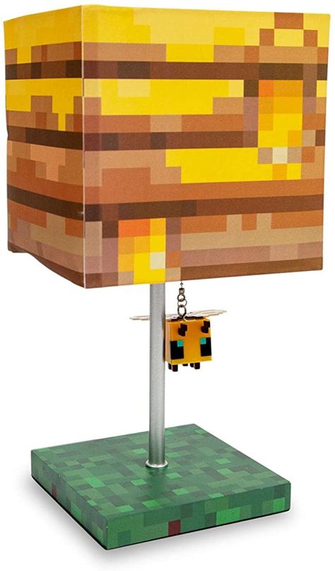 Bee Lamp, Minecraft Room Decor, Minecraft Bee, Bee Nest, Minecraft Decoration, Game Gifts, Rectangular Lamp Shades, Nightstand Table, Green Table Lamp