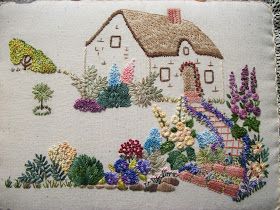 Hayfield Cottage: Cottage Garden Embroidery Country Embroidery, Embroidery Garden, Garden Embroidery, Hand Embroidery Projects, Embroidery Patterns Vintage, Brazilian Embroidery, Embroidery Patterns Free, Crewel Embroidery, Hand Embroidery Stitches