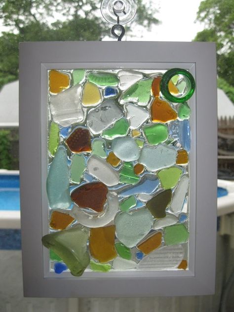 Sea Glass Window, Sea Glass Diy, Sea Glass Mosaic, Deco Marine, Sea Glass Art Projects, Beach Glass Crafts, Glass Window Art, Beach Glass Art, Glass Art Projects