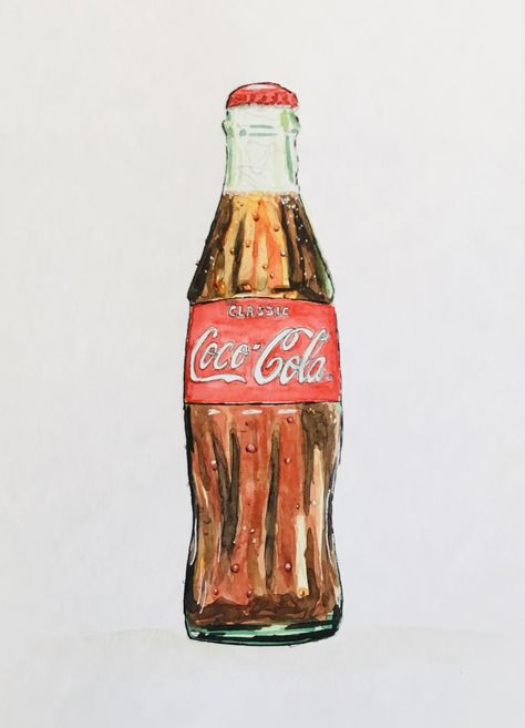 Coca Cola Bottle Drawing, Cola Bottle Drawing, Coke Bottle Drawing, Coca Cola Drawing, Coke Painting, 50 Logo Design, Bottle Drawings, Denim Paint, Beer Painting