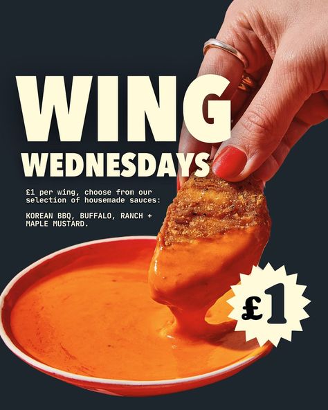 NEAT | LDN. UNLIMITED £1 WINGS. EVERY WEDNESDAY. 🔥 wing wednesday is launching this week (10.04) at Neat soho + victoria. four fiery flavours up … | Instagram Wing Wednesday, Maple Mustard, Korean Bbq, Shout Out, Soho, Buffalo, Mustard, Product Launch, 10 Things