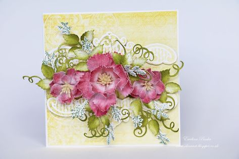 Elina Cardmaking Hobby Heartfelt Creations Cards, Birthday Sentiments, Rose Frame, Foam Flowers, Heartfelt Creations, Small Rose, Wild Rose, Elegant Flowers, Wild Roses