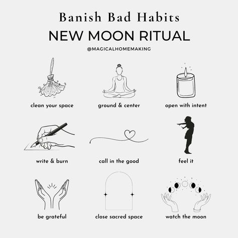 Banishing Ritual, New Moon Ritual, Wicca Recipes, Moon Activities, Goddess Magick, Ritual Magic, Moon Rituals, Moon Ritual, New Moon Rituals