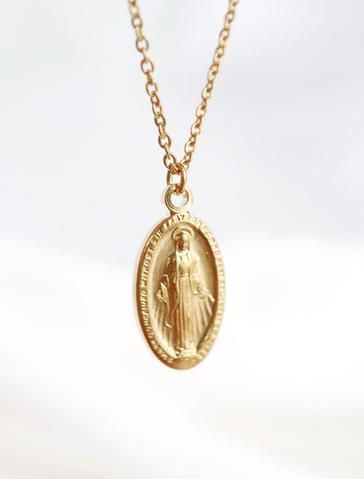 Mary Necklace Silver, Miraculous Medal Necklace, Quote Necklace, Full Moon Necklace, Medal Jewelry, Birthday Quote, Virgin Mary Pendant, Mary Necklace, Virgin Mary Necklace