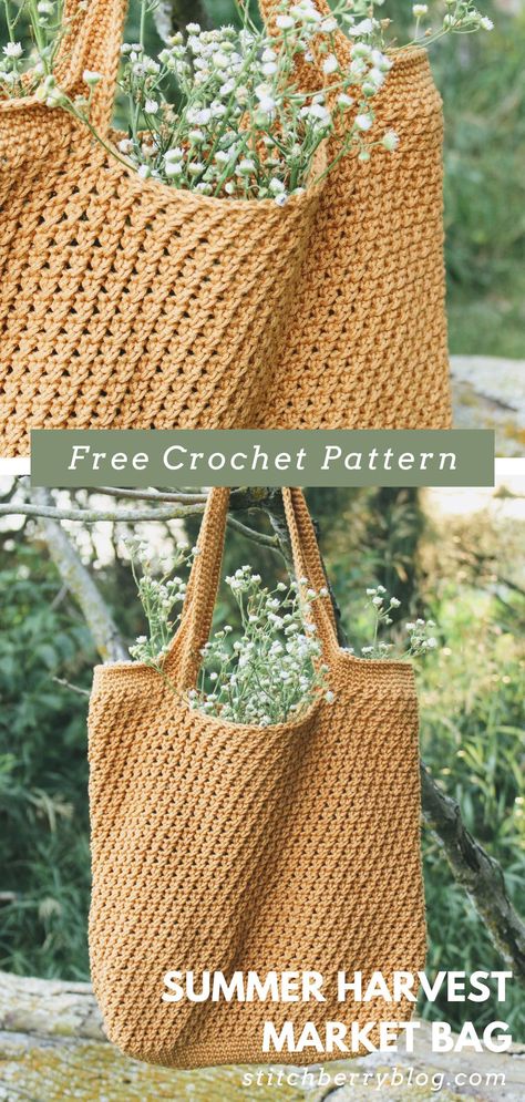 Harvest Market, Tote Crochet, Crochet Tote Pattern, Crochet Market, Sac Diy, Crochet Bag Pattern Free, Bag Pattern Free, Clothes Crochet, Crochet Market Bag