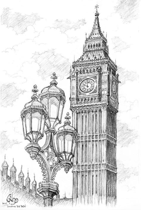 London Architecture Drawing, Arhitecture Draw, Big Ben Sketch, Architecture Sketch Simple, London Art Drawing, Big Ben Drawing, London Drawing, Architecture Drawing Sketchbooks, Drawing Hands