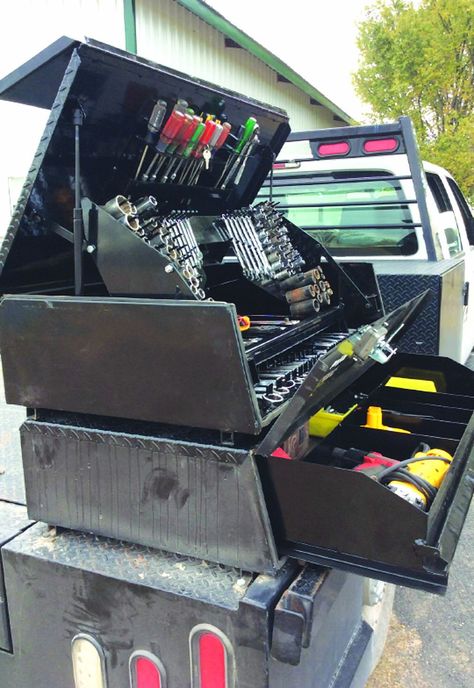 Welding Truck Beds Ideas, Service Truck Ideas, Truck Toolbox Ideas, Truck Tool Box Organization, Flat Bed Truck Ideas, Service Truck Organization, Work Truck Ideas, Truck Tool Box Ideas, Truck Toolbox Organization