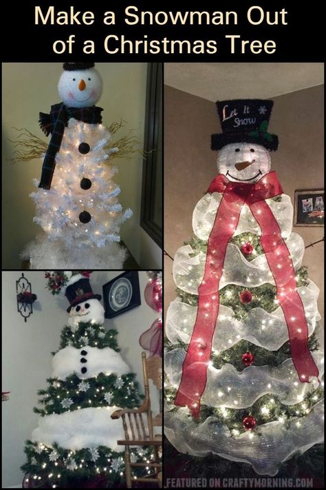 Christmas Tree Snowman Theme, Snowman Topper Christmas Tree, Snowman Decorations Snowmen Ideas, Snow Man Christmas Tree, Snowman Tree Ideas, Snowman Themed Christmas Tree, Snowman Christmas Tree Ideas, Black Christmas Tree Decorations Ideas, Snowman Christmas Tree Topper