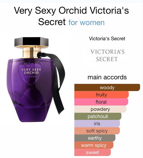 An opulent, exotic orchid in an enchanted moonlit wood. Decadent and deep, Very Sexy Orchid is an extension of our iconic Very Sexy fragrance. Lush blackcurrant shimmers with the freshness of citrus and pink pepper. Rich orris woods and orchid grow wild in the heart. Deep santal is softened by sheer patchouli. Fragrance type: Warm Gourmand Notes: blackcurrant, orris woods, sheer patchouli. Orchid Perfume, Exotic Orchids, Victoria Secret Perfume, Perfume Scents, Pink Pepper, Black Orchid, Woody Fragrance, Perfume Brands, Perfume Collection