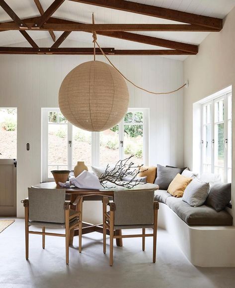 Hunter & Folk on Instagram: “Dream space of the day @nataliewalton” Natalie Walton, Linen Pendant, Linen Dining Chairs, Paper Lantern, Interior Stylist, Linen Shades, Paper Lanterns, Simple Shapes, Modern Spaces