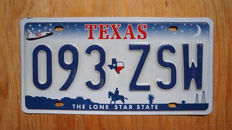 Texas Space Shuttle License Plate - Etsy Texas License Plate, Random Numbers, Florida Oranges, Car Plates, Lone Star State, Space Shuttle, License Plates, Flip Clock, License Plate