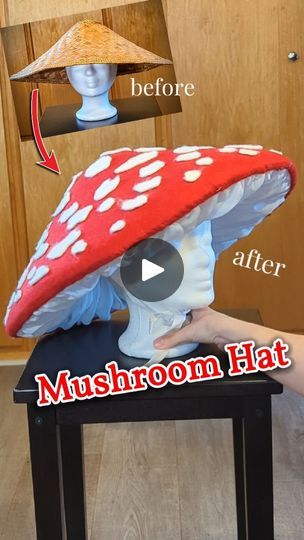 Making Mushroom Hat, Cute Mushroom Cosplay, Diy Mushroom Hat, Mushroom Hat Ren Fair, Mushroom Cosplay Hat, Mooshroom Cosplay, Mushroom Outfit, Mushroom Costume, Fairy Cosplay