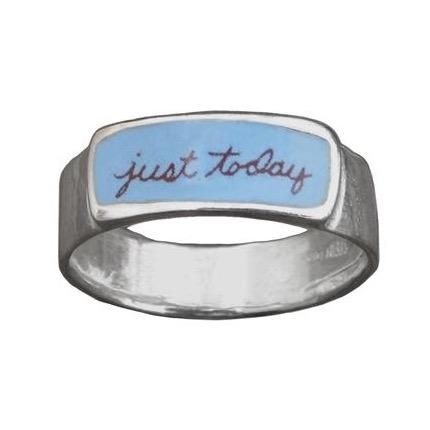 Sterling Silver and Enamel Just Today Band Ring This band ring is unisex and perfect for sending a message! A reminder to live in the moment and take it one day at a time. Each piece is cast in sterling silver, to which 3 layers of vitreous enamel are applied and fired. Finally, I apply and fire the custom screen prints made from my drawings. Adorable, durable, and unique! Band width goes from 1/8" up to 1/4" depending on the size. Available in whole sizes 5-12. Each item comes in a cute box rea Adorable Animal Drawings, Pendants For Men, Enamel Rings, Rings And Bracelets, Vitreous Enamel, Sterling Silver Rings Bands, Dope Jewelry, Jewelry Lookbook, Enamel Ring