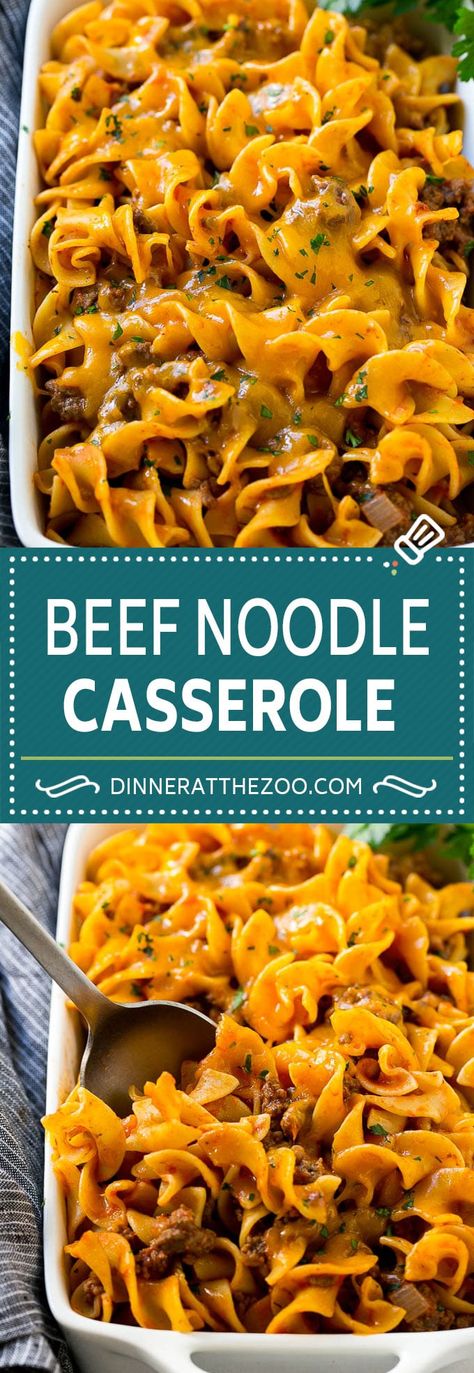 Beef Noodle Casserole Recipe | Ground Beef Casserole | Beef and Egg Noodles #casserole #beef #noodle #dinneratthezoo Casserole Beef, Beef Noodle Casserole, Recipe Ground Beef, Easy Comfort Food Dinners, Noodle Casserole Recipes, Crockpot Recipes Beef Stew, Beef Ground, Diner Recept, Pasta Primavera