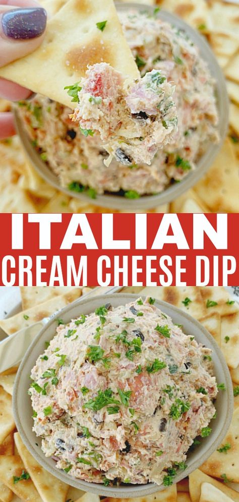 Italian Cream Cheese Dip | Foodtastic Mom #diprecipes #cheesespread #easyappetizer #italianrecipes via @foodtasticmom Cream Cheese Italian Dressing Dip, Dips Using Cream Cheese, Italian Cheese Ball, Summer Drinking Games, Flavored Cream Cheese Recipes, Dips With Cream Cheese, Italian Dip, Cream Cheese Spread Recipes, Cheese Spread Recipes