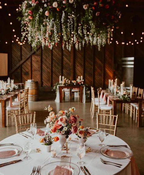 All Posts • Instagram Vineyard Summer Wedding, Round And Farmhouse Table Wedding, Colorful Spring Wedding Centerpieces, Farm To Table Wedding Decor, Wedding Summer Decorations, Summer Vineyard Wedding Colors, Large Flower Centerpieces, Summer Ball Decorations, Round Table Centerpieces Wedding Summer