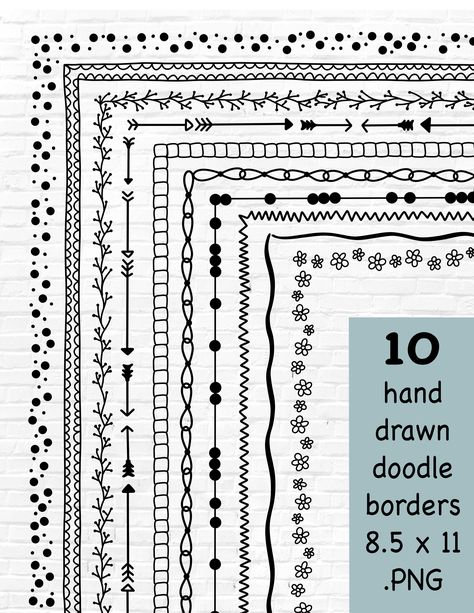 Doodle Border Ideas, Doodle Boarder Designs, Fun Borders To Draw, Drawing Borders Frames, Copy Border Design, Border Design For Scrapbook, Border Design On Black Paper, Physics Border Design For Project, Physics Project Border Design