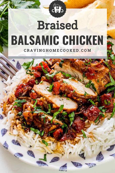 Pioneer Woman Balsamic Chicken, Braised Balsamic Chicken, Balsamic Chicken And Rice, Braised Recipes, Braiser Recipes, April Meals, Balsamic Chicken Breast, Chicken And Egg Noodles, Braising Recipes