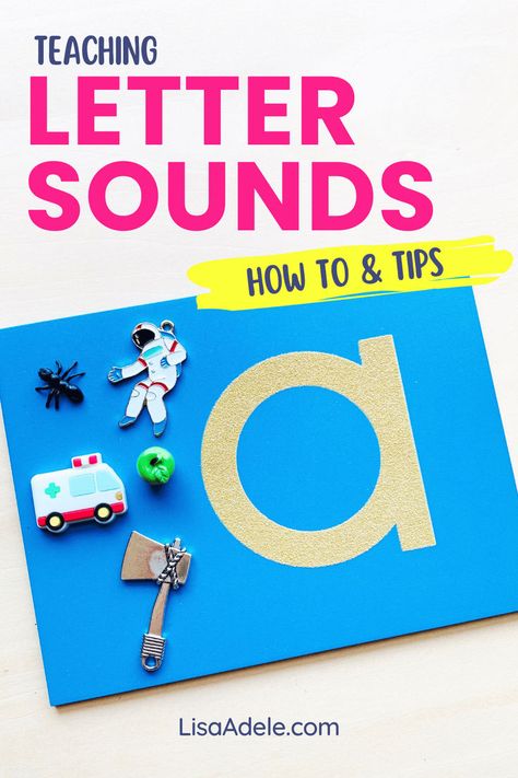 Teaching letter sounds tips to make it easier and fun for preschoolers Teaching Toddlers Letters, Letter Sounds Activities Kindergarten, Hands On Alphabet Activities, Letter Sounds Activities, Teach Letter Sounds, How To Teach Phonics, Abc Sounds, Abc Activities Preschool, Toddler Alphabet