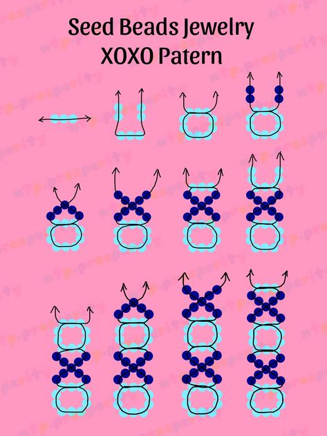 XOXO Patern, Seed Bead Jewellery Tutorial Small Beaded Bracelets Diy, Small Bead Bracelets Ideas, Seed Bead Jewellery, Seed Bead Jewelry Tutorials, Jewellery Tutorial, Simple Beaded Bracelets, Seed Bead Bracelets Tutorials, Pony Bead Projects, Diy Kandi Bracelets