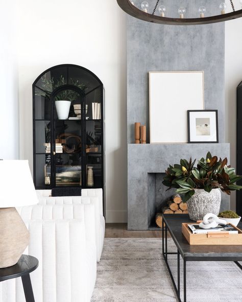 Transitioning Your Home to Fall Cabinet Next To Fireplace, Above Fireplace Decor, Pure Salt Interiors, Leclair Decor, Small Glass Vases, Concrete Finish, Ornate Mirror, Home Center, Wall Molding