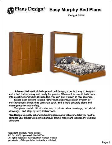 Amazon.com: Easy Murphy Wall Queen, Full, Twin Bed Project Plans - Design #0ESY1: Home Improvement Fold Up Wall Bed, Wall Bed Designs, Murphy Furniture, Murphy Bed Plan, Bed Project, Murphy Bed Ideas, Build A Murphy Bed, Best Murphy Bed, Murphy Bed Ikea