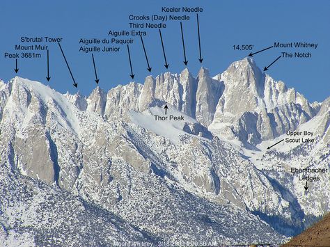 Mount Whitney, CA.  Highest summit in contiguous US. Mt Whitney, Mount Whitney, Hiking Places, California Camping, John Muir Trail, Hiking Spots, Pacific Crest Trail, Camping Spots, Outdoor Quotes