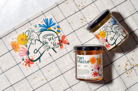 Visualizing The Homeyness Of Honey With Pan Mazur | Dieline - Design, Branding & Packaging Inspiration Honey Label Design, Jam Packaging, Packaging System, Honey Label, Honey Brand, Honey Packaging, Bottle Design Packaging, Honey Design, Cozy Aesthetic