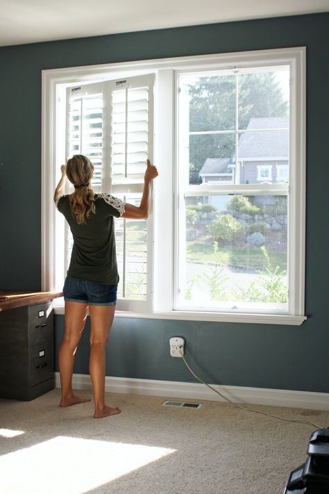 Shutters Interior Window Living Room, Interior Shutters Living Room, White Shutter Blinds, Shutters Interior Window, Window Shutters Indoor, Shutters Living Room, Shutters Interior, Indoor Shutters, White Shutters