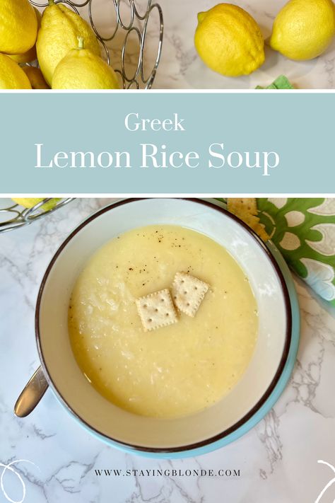 Lemon Chicken Rice Soup, Greek Lemon Soup, Greek Lemon Rice Soup, Lemon Rice Soup, Greek Lemon Rice, Greek Lemon Chicken Soup, Lemon Soup, Lemon Chicken Soup, Rice Soup Recipes