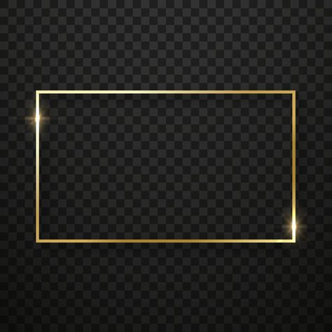 Gold Shiny Rectangle Border on Black Transparent Background. Mockup of Glowing Frame. Realistic Golden Rectangle Frame with Sparkle Effect. Light Christmas Decoration. Isolated Vector Illustration. Golden Rectangle, Effect Light, Rectangle Frame, Decorating With Christmas Lights, Gold Light, Christmas Decoration, Vector Art, Mockup, Transparent Background