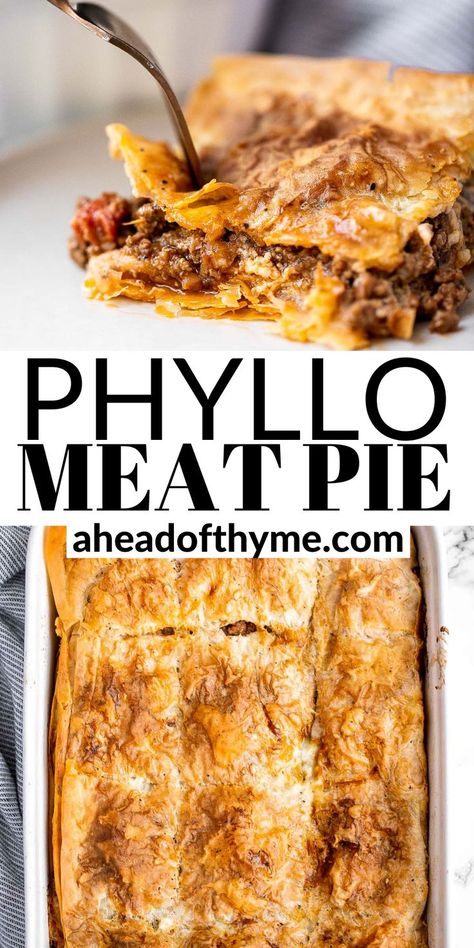 Phyllo Dough Pot Pie, Puff Pastry Recipes Savory Ground Beef, Meat Pastry Recipe, Beef Pastry Recipe, Phyllo Savory Recipes, Savory Phyllo Recipes, Easy Philo Dough Recipes, Phyllo Dough Hand Pies, Phyllo Dough Ideas