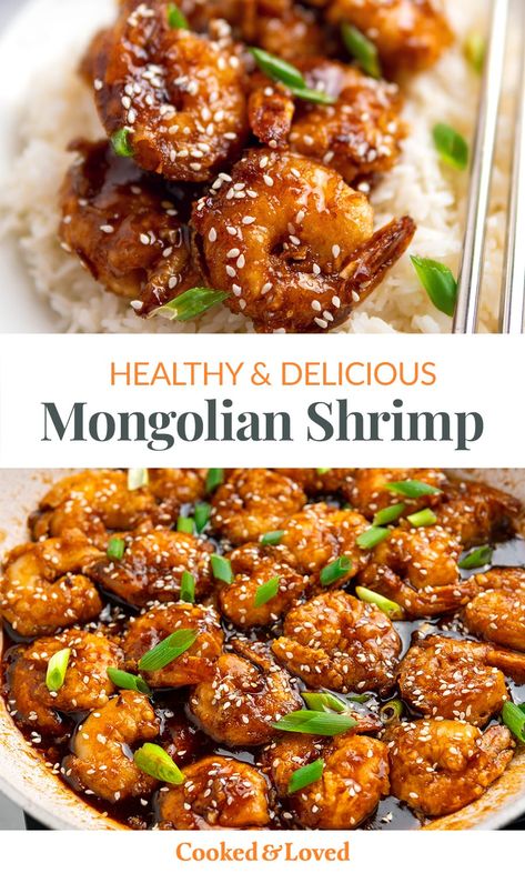 This Mongolian shrimp recipe is a scrumptious combination of succulent shrimp (prawns) coated in light crispy batter, stir-fried with a sweet and savoury Asian sauce, and garnished with a sprinkle of green onions and sesame seeds. This seafood version of the classic Chinese dish is so easy to make that even a novice cook can whip it up in no time. This recipe is gluten-free with paleo-friendly swaps. Shrimp Recipes Asian Style, Shrimp Asian Recipe, Chinese Prawn Recipes, Mongolian Shrimp, Shrimp Stir Fry Recipes, Honey Glazed Shrimp, Husband Recipes, Korean Shrimp, Gut Friendly Recipes