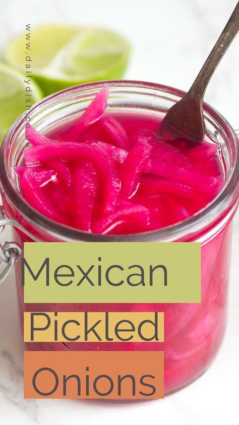 Mexican pickled onions Picked Red Onions Mexican, Pink Tacos Recipe, Qdoba Pickled Red Onions, Pink Pickled Onions, Pink Onions Recipe, Pickled Onions Mexican, Pickled Red Onions Mexican Style, Pickled Red Onions For Tacos, Mexican Onions