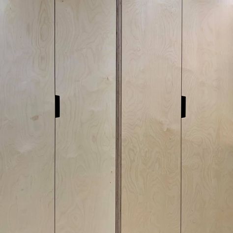 Matt Denniss Workshop’s Instagram post: “Detail of birch ply cupboard doors with cut out handles.” Birch Ply Wardrobe, Wardrobe Handles, Birch Ply, Wardrobe Doors, Cupboard Doors, Bespoke Furniture, Tall Cabinet Storage, Cupboard, Armoire