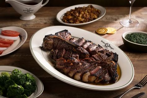 Peter Luger Brings Its Signature Steaks — and a Vegas-Only Menu Item — to Caesars Palace - Eater Vegas Peter Luger, Rib Steak, Las Vegas Boulevard, Prime Steak, Thick Cut Bacon, Maine Lobster, King Crab, Caesars Palace, Lunch Specials