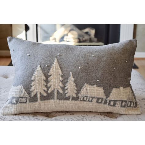 Stanwell Sequined Wool Blend Throw Pillow Christmas Pillows Diy, Sweater Pillow, Cozy Throw Pillows, Winter Pillows, Applique Pillows, Wool Textures, Christmas Cushions, Rectangular Pillow Cover, Christmas Pillows