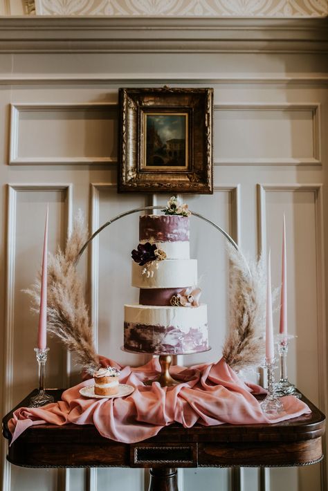 Cake Painted Hoop Table Decor Backdrop Pampas Grass Chippenham Park Wedding Daniel Ackerley Photography #Cake #PaintedCake #CakeHoop #CakeTable #Decor #CakeBackdrop #PampasGrass #Wedding #WeddingCake Cake Backdrops, Boho Wedding Cake, Boho Cake, Venue Inspiration, Park House, Wedding Cake Table, Grass Wedding, Wedding Cake Rustic, Fall Wedding Cakes